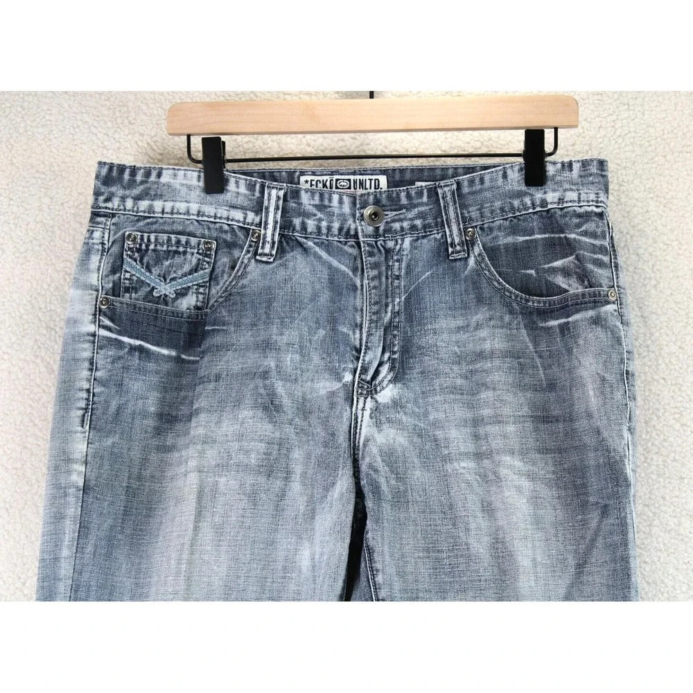 Ecko Unltd Mens Jeans W34 Blue Wash Relaxed Fit Denim Pants Y2K Streetwear‎